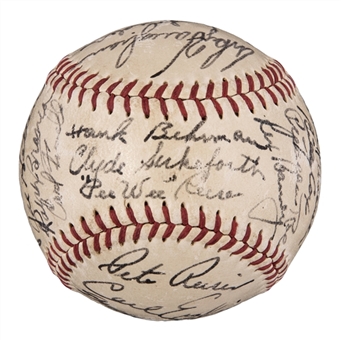 1948 Brooklyn Dodgers Team Signed ONL Frick Baseball With 26 Signatures Including Robinson, Campanella & Snider (PSA/DNA)